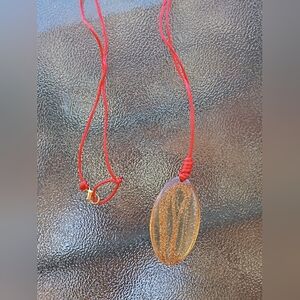 Long  Red and Gold Pendant Necklace